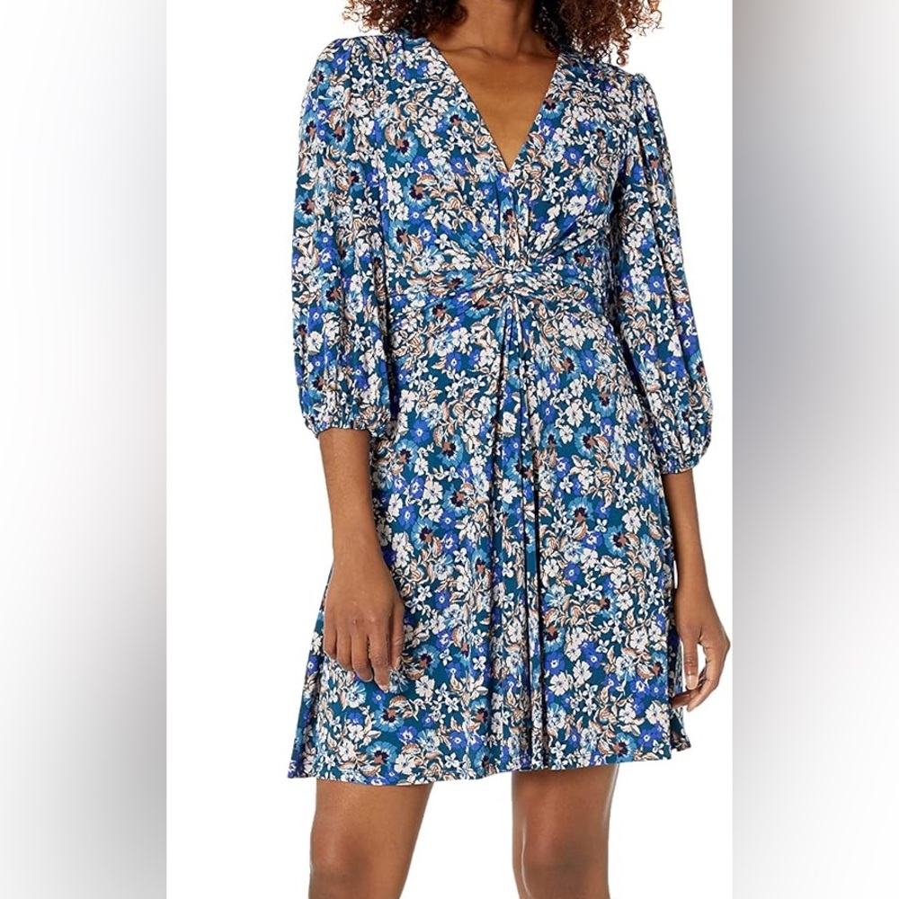 NWT Vince Camuto - Teal Twist Front Mini Dress, size 8